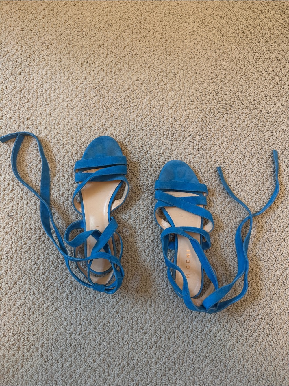 M. Gemi Cobalt Blue Suede Lace-Up Sandals